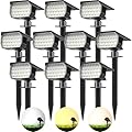 NACINIC 3 Colors Solar Lights Outdoor Waterproof IP65 Outdoor Spot Lights for Yard 52 LEDs 600LM Solar Powered Landscape Spotlights Solar Security Wall Lights for Garden Pathway Outside- 10 Pack