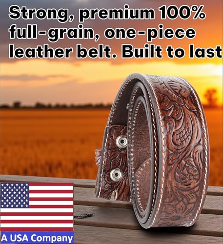 Image of F&L CLASSIC Western Belt without buckle for men - Full Grain Leather Cowboy Belts for jeans - One Piece Leather strap belt