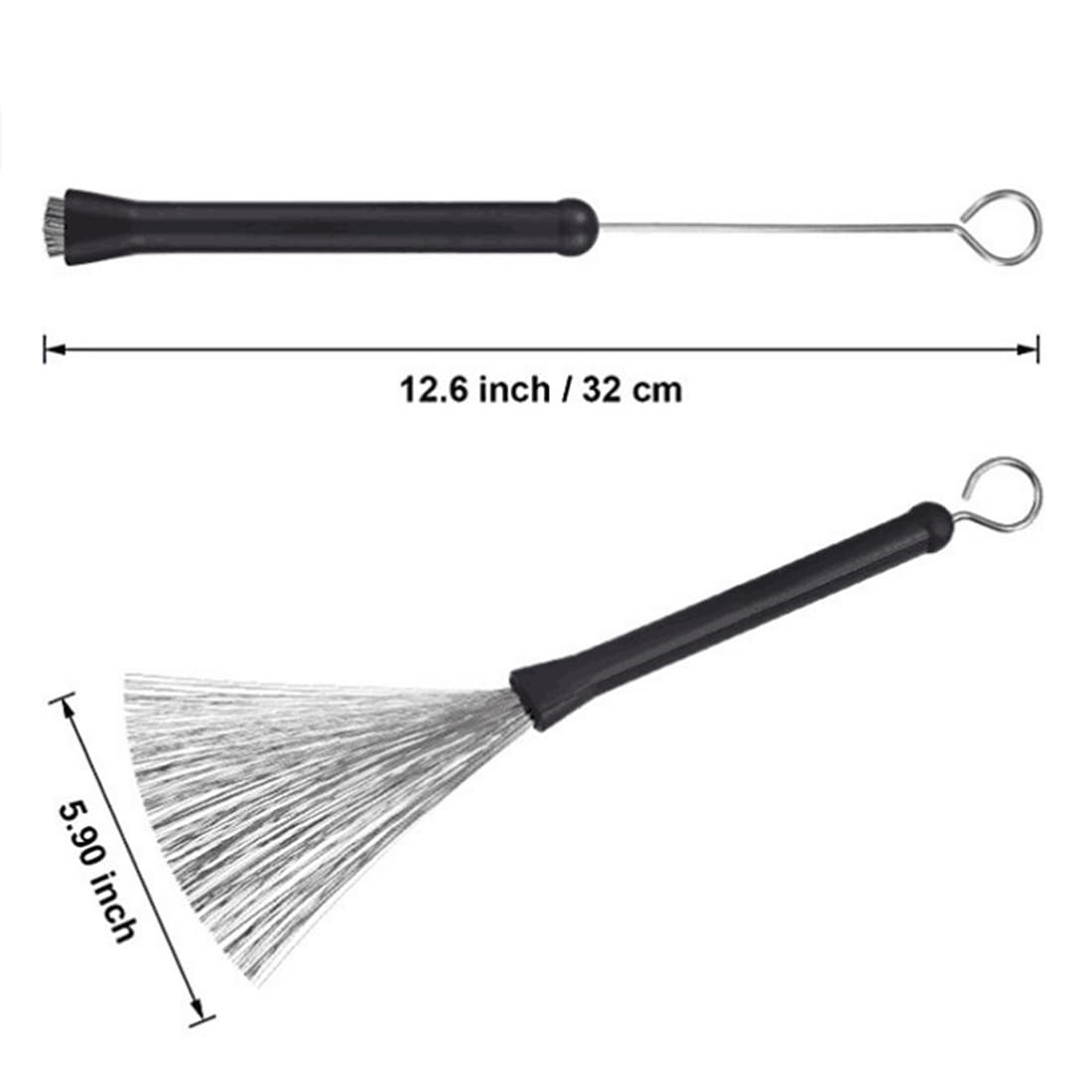Set Spazzole e Bacchette a Spazzola per Batteria e Tamburo con Maniglie in Gomma Confortevole - Include Spazzola Metallica Retrattile per un Suono Personalizzato