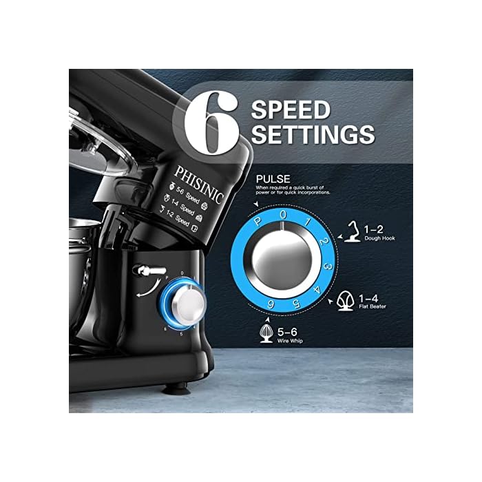 Buy PHISINIC Stand Mixer, 5.8QT 660W Electric Kitchen Mixer, 6Speed