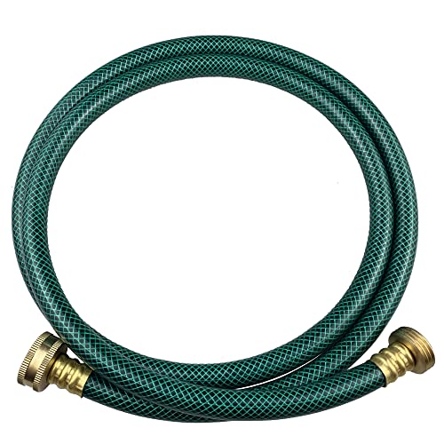Darnassus PVC Garden Hose 1/2 Inch Green Heavy Duty Water Hose with Solid Brass Fittings No Leaking Flexible for outdoors Lawns Patio (5 FT Green Brass Fittings)