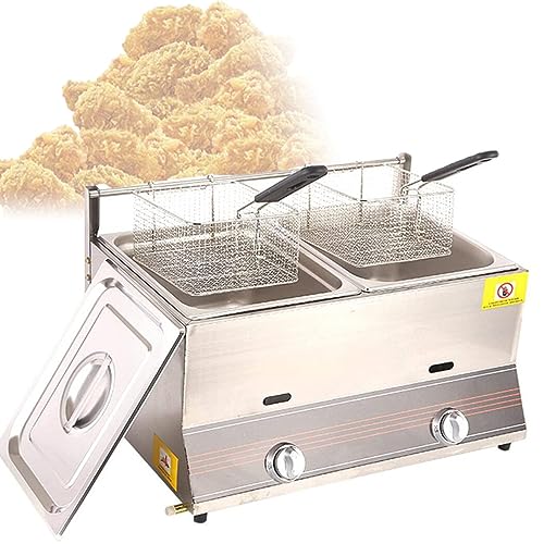 CZAOERXB Freidora de Acero Inoxidable de 6 l/12 l, freidora a Gas Comercial, freidora de Aceite de encimera para Restaurante y hogar, freidora de Aceite de encimera para Restaurante y hogar