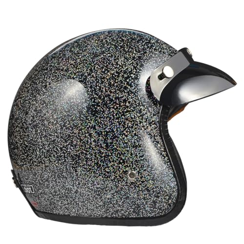 Image of Harssidanzar Open Face Motorcycle Helmet DOT Approved Vintage Helmet CU601