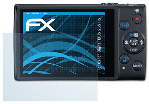 atFoliX Screen Protection Film compatible with Canon Digital IXUS 265 HS/PowerShot ELPH 340 HS Screen Protector, ultra-clear FX Protective Film (3X)