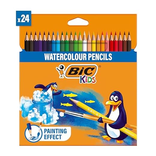 BIC Kids Aquacouleur Lápices Acuarelables Efecto Pintura - colores Surtidos, Blíster de 24 unidades