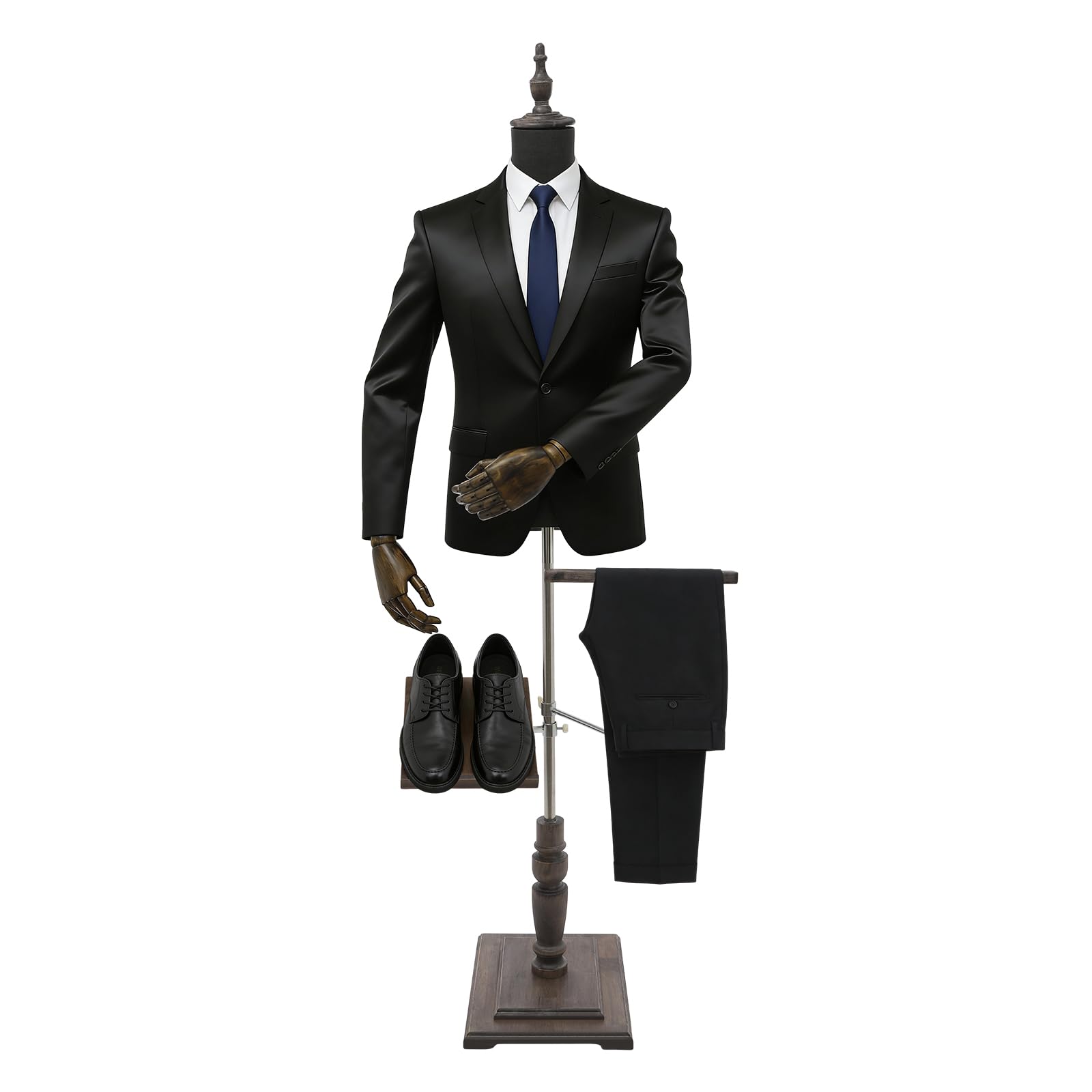 Maniquí para hombre de altura ajustable con soporte para zapatos y soporte para pantalones, maniquí masculino de 180 cm para tienda de ropa con brazos desmontables