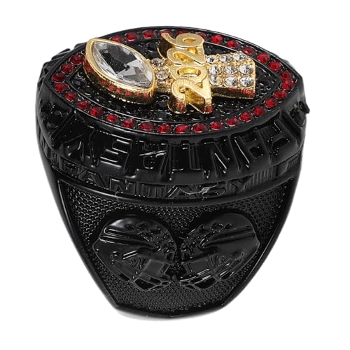 Anillo de fútbol de fantasía 2026 Healeved Talla 11 joya de colección color negro