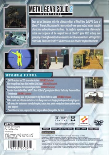 Image of Metal Gear Solid 2:Substance - Playstation 2 (Renewed)