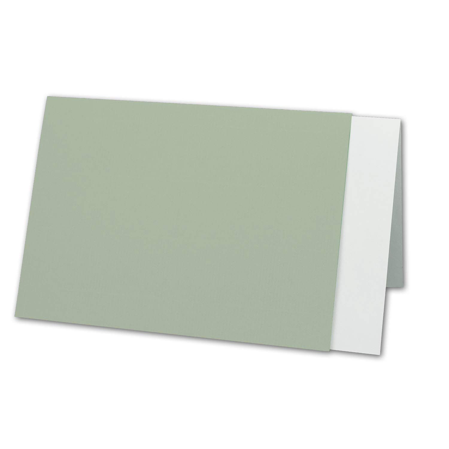 75 x Kartenpaket mit gefütterten Brief-Umschlägen und Einleger - gerippt - DIN A6/C6 - Olive-Grün - 10,5 x 14,8 cm - Nassklebung - NEUSER PAPIER