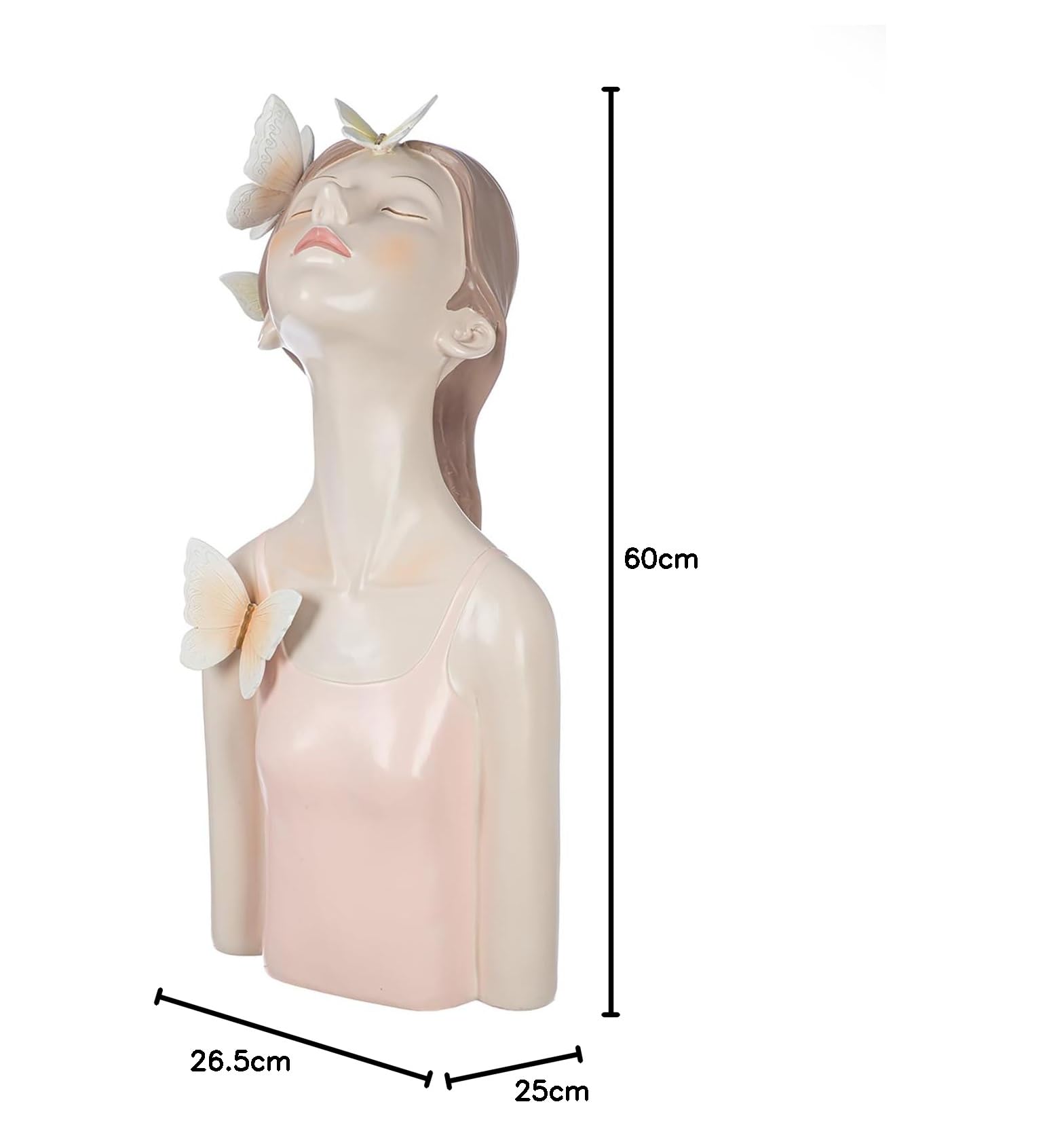 Casablanca figurka Lady Butterfly - wysokość 60 cm - żywica syntetyczna - błyszcząca różowa/biała - motyw motyla - dekoracja - rzeźba - kobieta - statuetka - akcesoria do domu - pomysły na prezent
