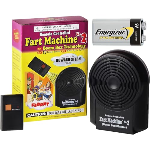 T.J. Wisemen, Inc. Fart Machine #2 with Remote Control Bundle Includes 9V Energizer Battery - 15 Realistic Sounds, Wireless 100 ft Range, Fart Toy Prank, Latest Model