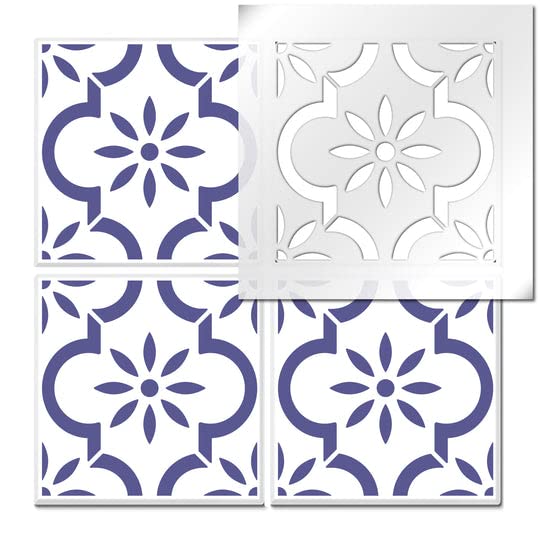 The Stencil Studio Kemble Tile Stencil - 1 Layer Single Tile - Half Tile (11171) to fit 23.6 inch Tiles (60 cm). Rotate to Paint Other Half