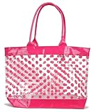 Clear Tote Bag / Beach Bag with Polka Dots (Hot Pink)