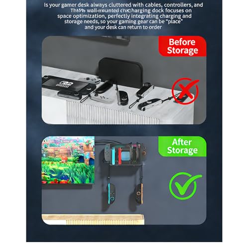 Support mural pour Switch 2 évitant le désordre avec station de charge RVB 6-en-1