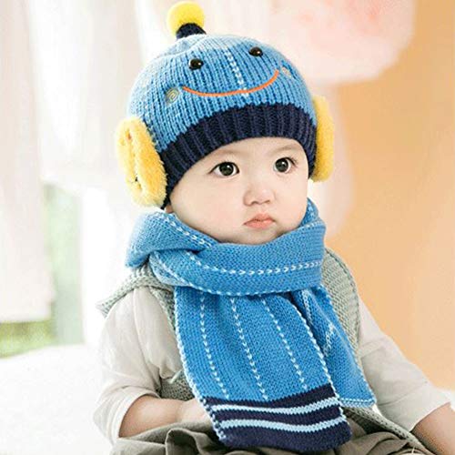 Yokunat Baby Hüte Mützen Schal Sets Jungen Mädchen Kapuze Schal Mützen Kinder Warm Gestrickter