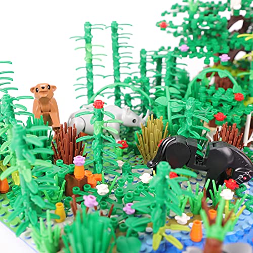 Myste Custom Tropischer Regenwald mit Grundplatte & Zubehör, 688 Teile DIY Dschungel Botanische Bausteinspielzeug mit… – Bild 7