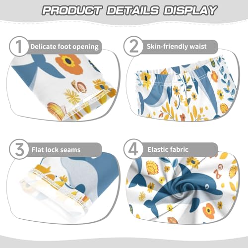 Toddler Girls Leggings Printed Yoga Pants Leggings Blue Dolphin Yellow Leaves for Kids3