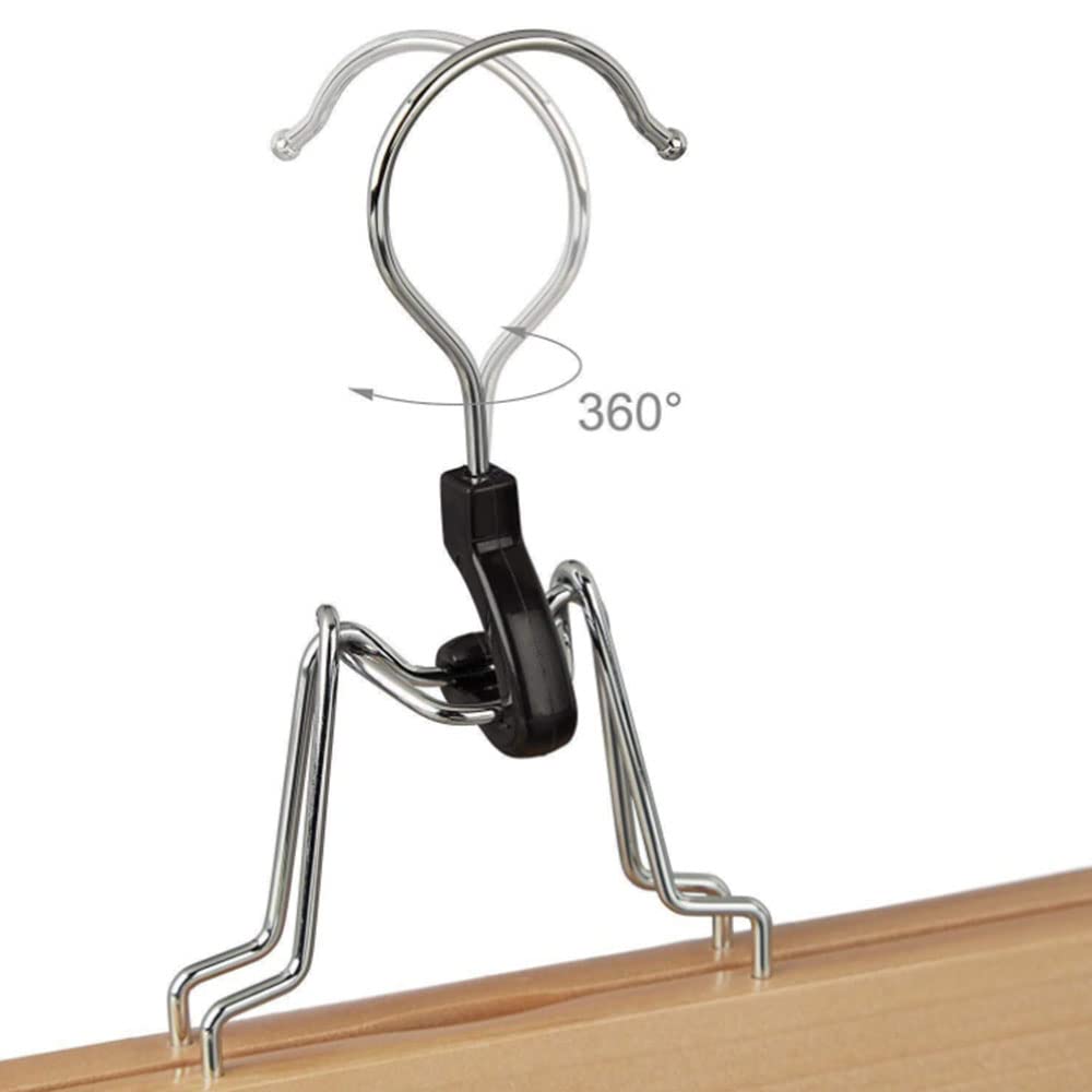 8 Cintres Bois Avec Clips Anti-dérapants - Pour Pantalons, Jupes - Accroche Solide Sans Plis