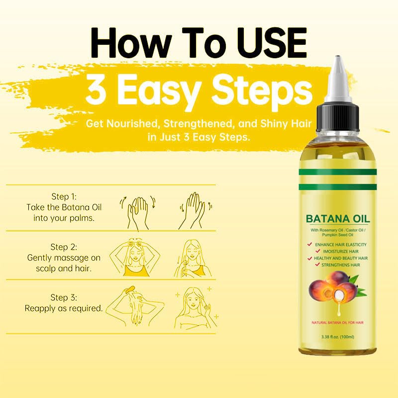 Vista 5 de Aceite de batana para el crecimiento del cabello, aceite de batana 100% puro y natural de Honduras Dr. Sebi recomendado para cabello más grueso