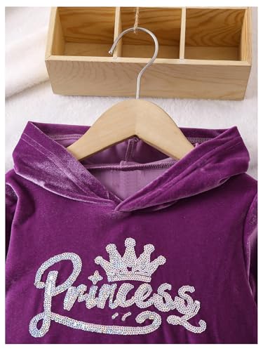 Floerns Toddler Girl's Two Piece Sweatsuit Sequin Letter Print Hoodie Sweatshirt with Jogger Set4