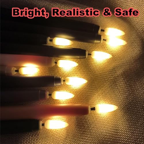 Image of Black Halloween Flameless Taper Candles with Remote, Flickering Battery LED Candlesticks Decor Set of 4