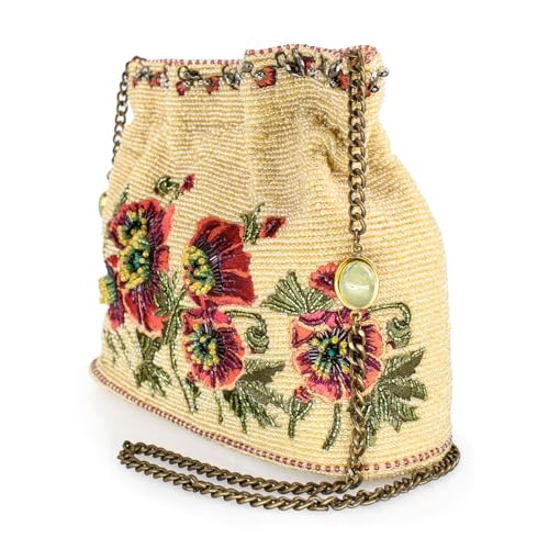 Mary Frances In the Wild Beaded Crossbody Handbag Floral-Themed Vegan Evening Purse, Beige4