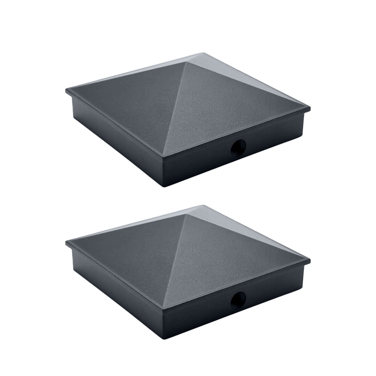 2 Pack 4x4 Aluminum Pyramid Style Fence Post Cap/Aluminum Post Caps Perfect for Nominal Wood Posts(3.5" x 3.5" Fence Post) - Black Fence Post Cap/Lamp Post/Deck/Dock/Piling Caps