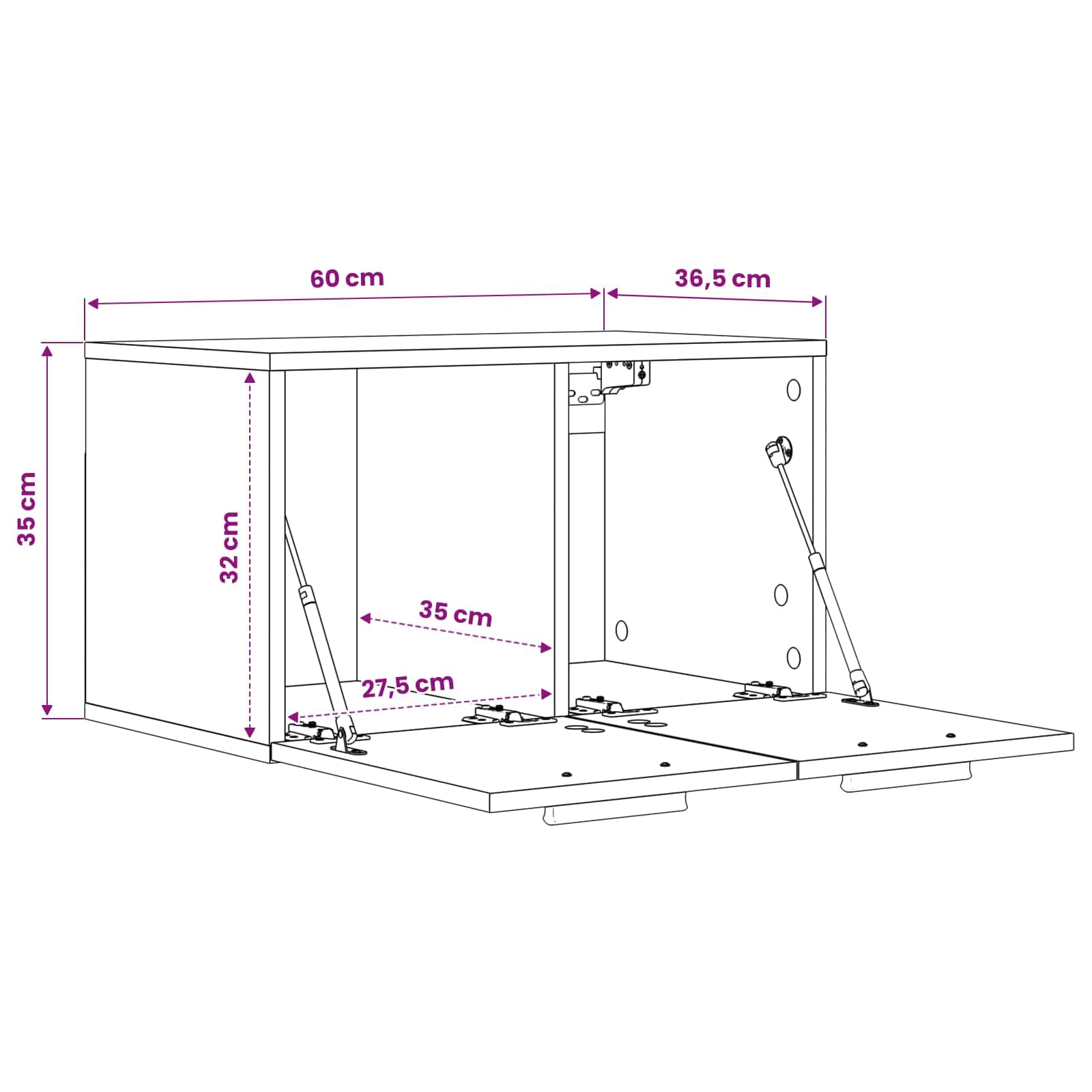 Wandschrank Altholz 60 x 36,5 x 35 cm Hängeschrank