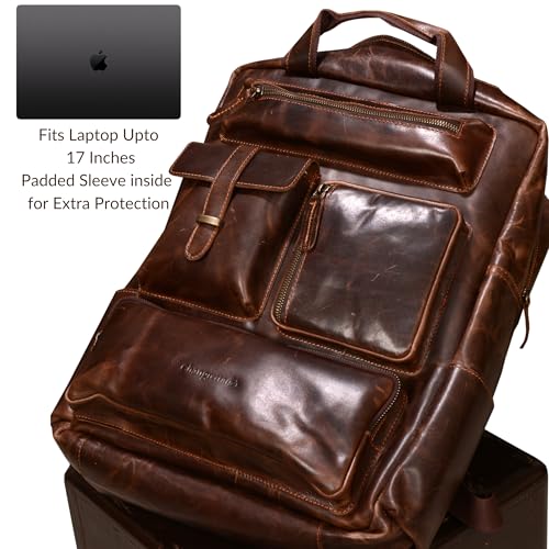 Handmade Genuine Leather Backpack for Men, Brown Vintage Laptop Bag, Work & Travel Rucksack Backpack Unisex3