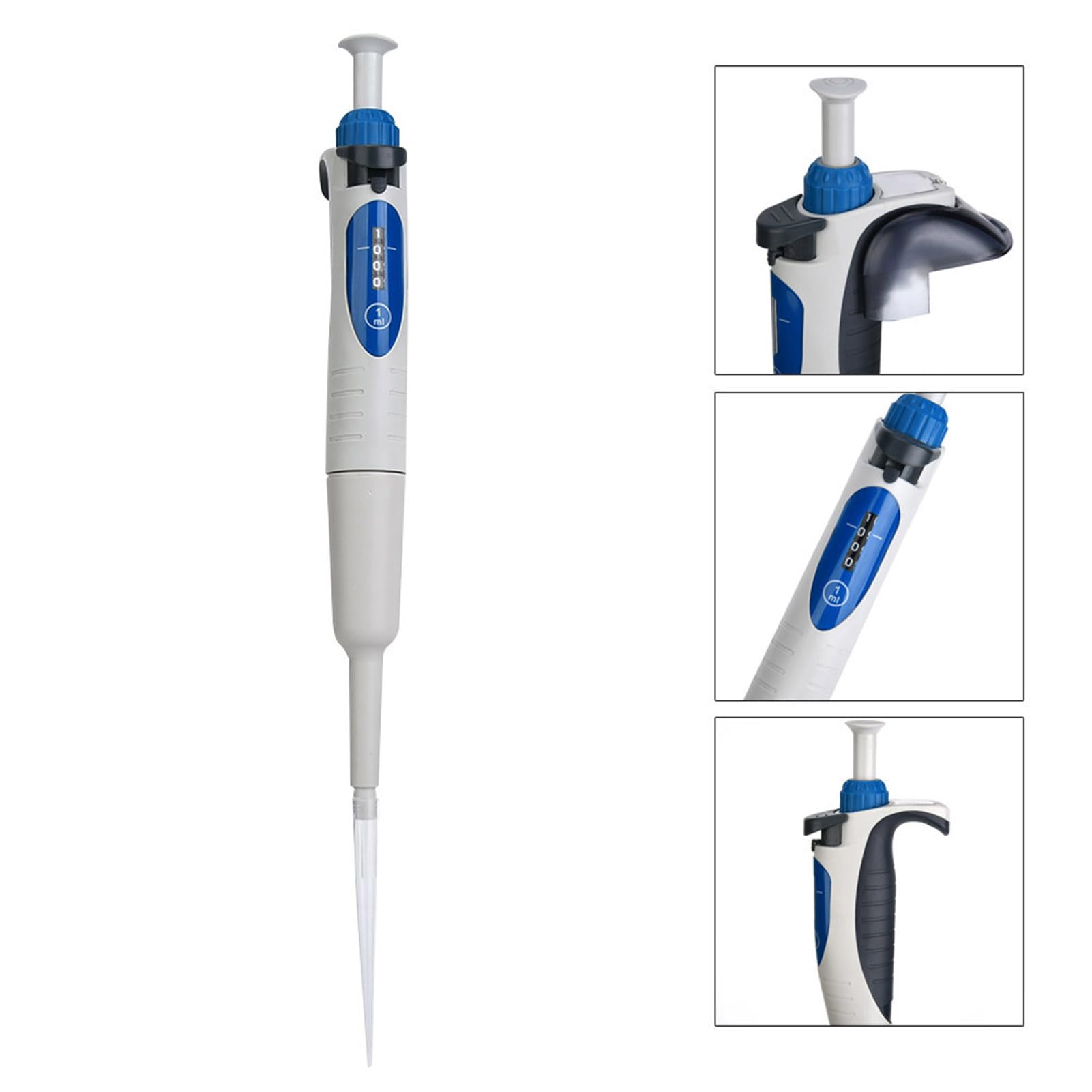 Marhynchus Pipetta Regolabile a Canale Singolo Micro Pipetta in Plastica Finestra Display Digitale Incremento di 1μl Impugnatura Ergonomica per Uso in Laboratorio Clinico e Biotecnologia