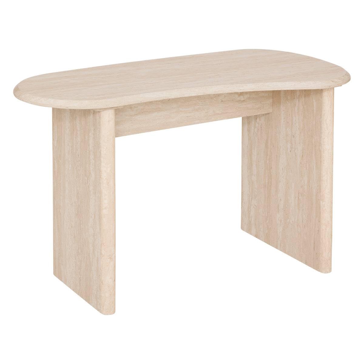 Atmosphera - Bureau Anaya Forme Organique, Beige Effet Travertin, L 120 x l 60 x H 75,​5 cm - pour Chambre, Salon, Bureau