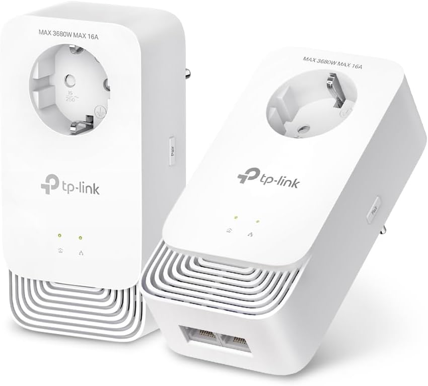 TP-Link PG2400P G.hn2400P Powerline Loop Kit, G.hn Wave2 MIMO, 2+2 Gigabit Ethernet Ports, Extra Power Socket, Power Saving Mode, Plug & Play