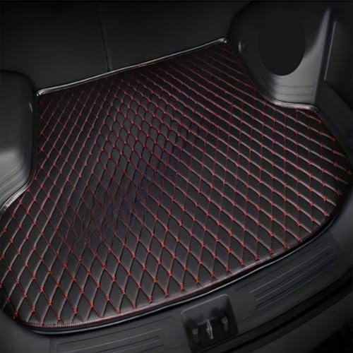Image of Premium Boot Mat for Model Y Custom Fitted, Luxury Car Boot Mats Compatible with Tesla Model Y, Set of 1 PIECE, 100% Waterproof and Washable, Classic Black with Red Thread