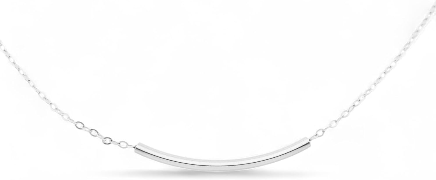 HotMixCold Delicate Thin Curved Bar Necklace, Layering Minimalist Everyday Jewelry | Available in 14k Gold fill, 925 Sterling Silver, 14k Rose Gold