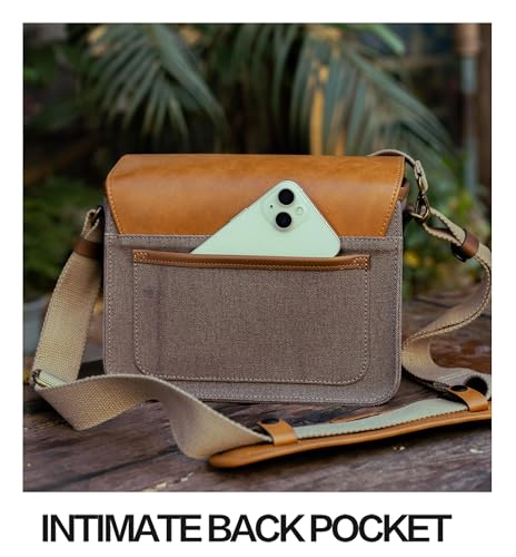 Bolsa Mensajera para Cámara Vintage en Cuero Impermeable Caqui miniatura 7
