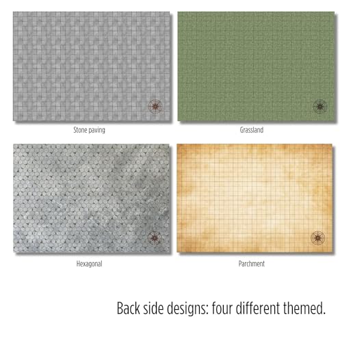 DND Map D&D 5E Grid 4Mat 8Scenarios w/Dry-Erase Pens&AOE Spell Template 23x33Double-Side Dungeons and Dragons Starter Set Matt Gift for TTRPG BattleGames Pathfinder Players DM Accessory