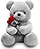 Teddybär, Plüsch-Bär, Teddy mit Rose, 23 cm Teddybären Rose Stofftier Spielzeug Dekozimmer Kissen, Plüschtier...