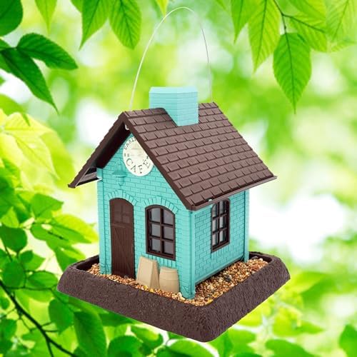 North States Village Collection Early Bird Cafe Bird Feeder: Easy Fill. Hanging or Pole Mount. Bird Feeders for Outdoors. Made in USA. 5 lb. Seed Capacity (9.5" x 10.25" x 11.25”, Mint/Brown)