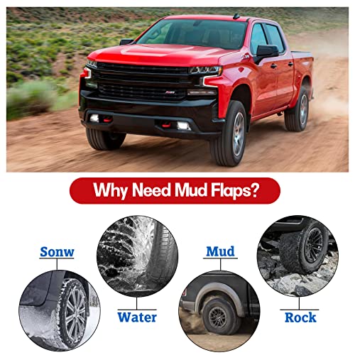 Image of BDFHYK Mud Flaps Splash Guards Mudguards Mudflaps Compatible with Chevy Silverado 1500 2500HD 3500 3500HD 2007-2013 Without Fender Flares,4PCS Front & Rear Side