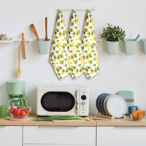 Urban Villa Kitchen Towels Lemon Print Set Of 6 Dish Towels For Kitchen 100% Cotton Kitchen Towels Mitered Corners Over Sized 20X30 Inches Kitchen Towels Highly Absorbent Kitchen Hand Tea Towels #TOP3