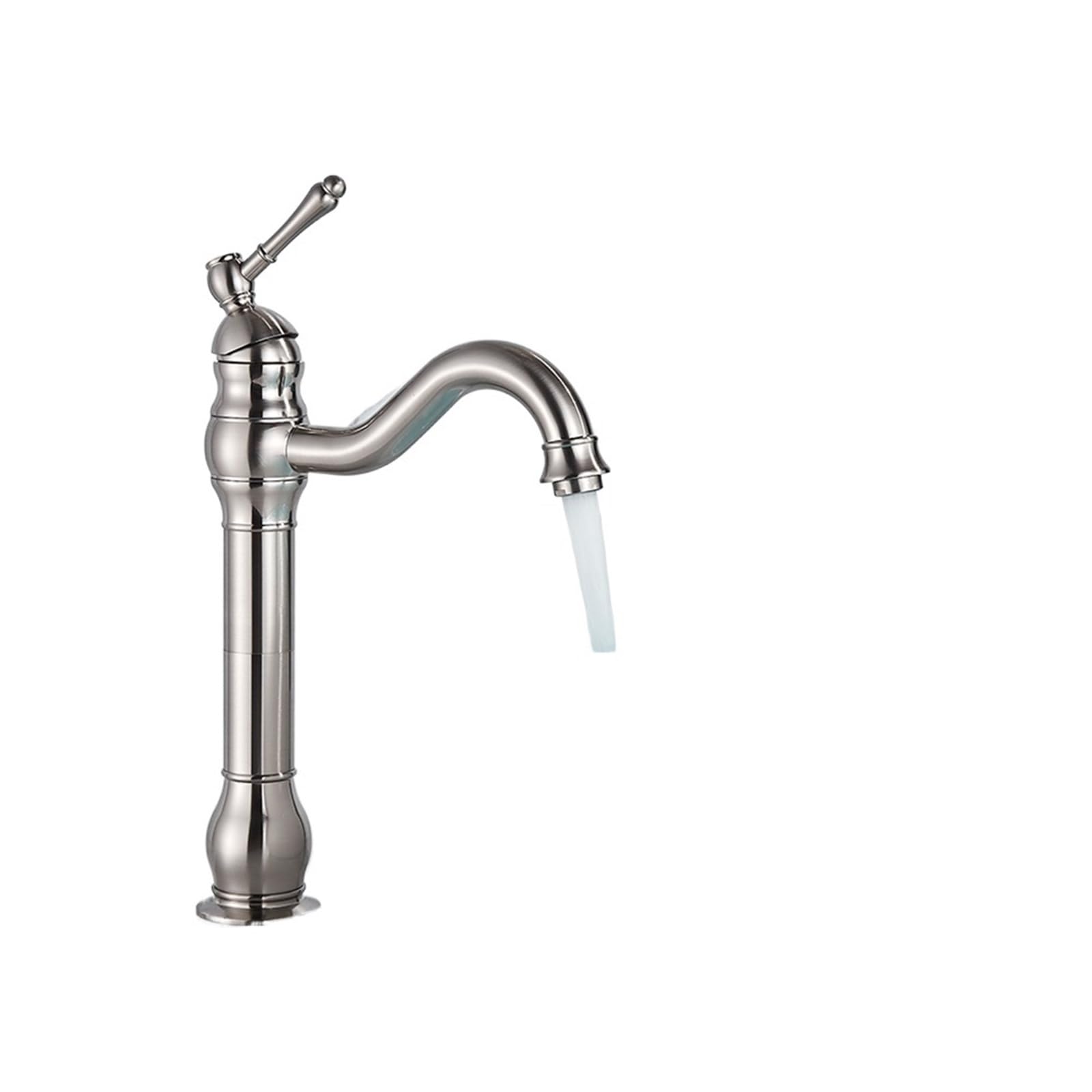 Basin Faucets Antique Brass Basin Vessel Sink Faucet Deck Mounted One Hole Cold Hot Water Mixer Tap Bathroom 1(Brushed High)