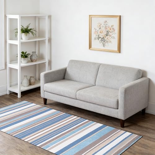 Alfombra de pasillo de 80x260 cm con diseño moderno sofisticado y base antideslizante textil 5