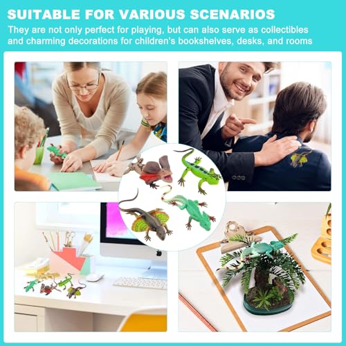GZqiancang 4 Stück Eidechse Spielzeug, Simuliert Gummi Eidechse für Kinderspielzeug, Schullehrmittel, Tischdekoration, Fotostützen (4 Verschiedene Kuans)
