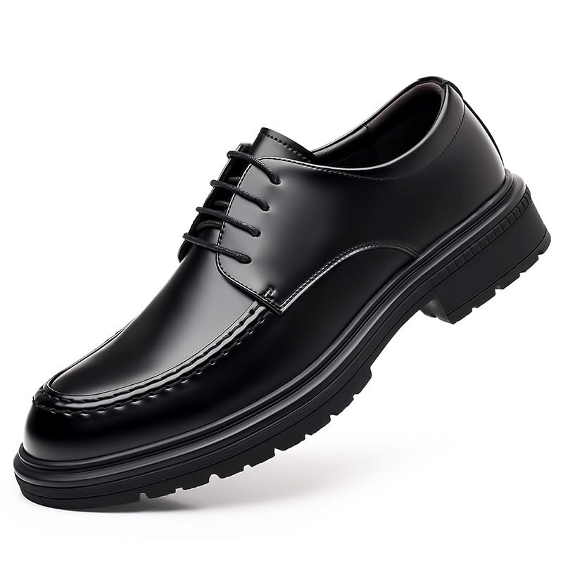 Men's Genuine Leather Platform Oxfords Shoes Fashion Classic Lace Up Dress Shoes Non Slip Casual Business Brogue