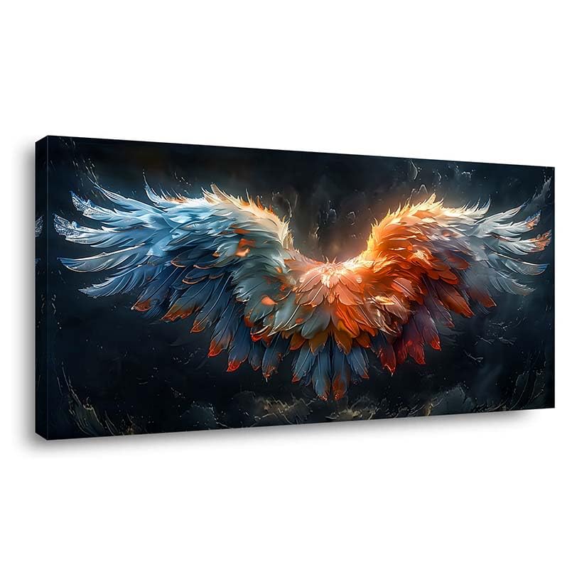 ZESTRILIA Angel Wings Canvas Wall Art for Living Room Office Contemporary Blue Vibrant Canvas Artwork Bedroom Room Decor