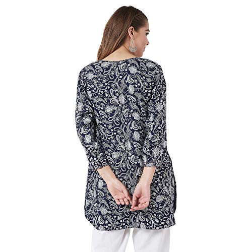 Image of Tissu Women's Green & Pink Floral Printed Kurti