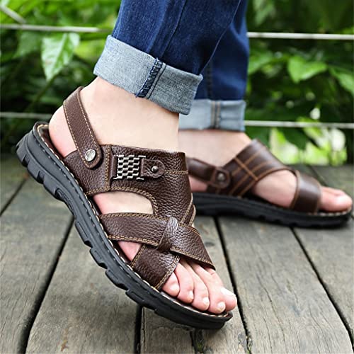 Men Sandals Men Casual Shoes Outdoor Men Leather Sandals for Men Beach Shoes Roman Shoes(D,43 Code)3