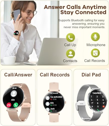 LIGE Smart Watch for Women Answer/Make Calls,1.43" AMOLED Ultra-Thin Round Fitness Tracker with 100+ Sports Modes, IP68 Waterproof 2 Straps Ladies Smartwatch for Android iOS, Rose Gold - Image 4