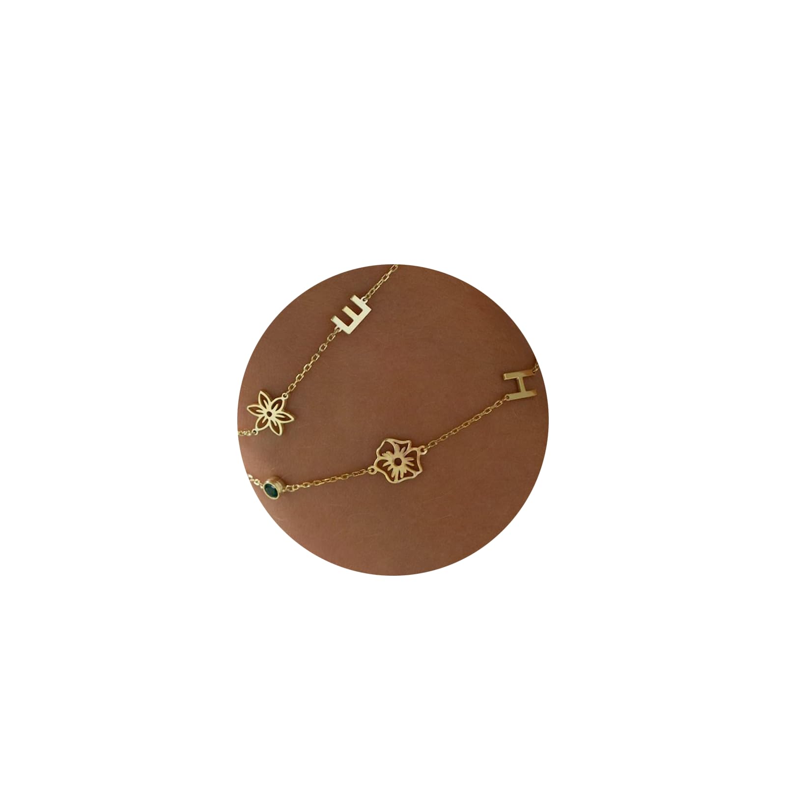 DOMYSELF Personalized Birth Month Flower Birthstone Bracelet for Women, Custom Multiple Birth Flowers Birthstone Name Initial Letter Bracelet Mother's