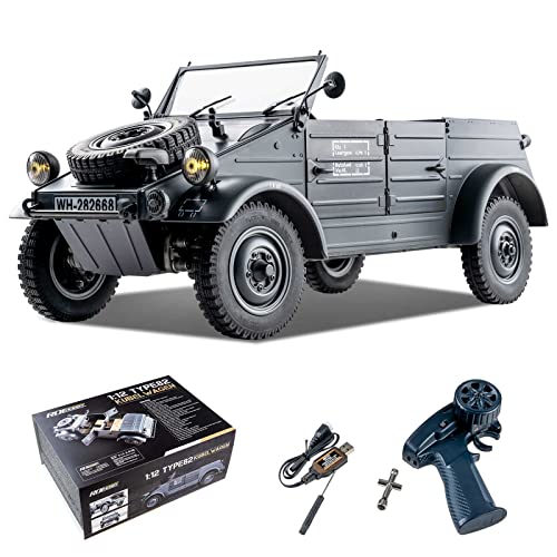 RocHobby RC Crawler 1/12 Kubelwagen Type 82 Model Car RC Rock Crawler RC Hobby Grade RC RTR Hobby RC Crawler RC Cars Remote Control Car with LED 2.4Ghz Lights Battery for Adults